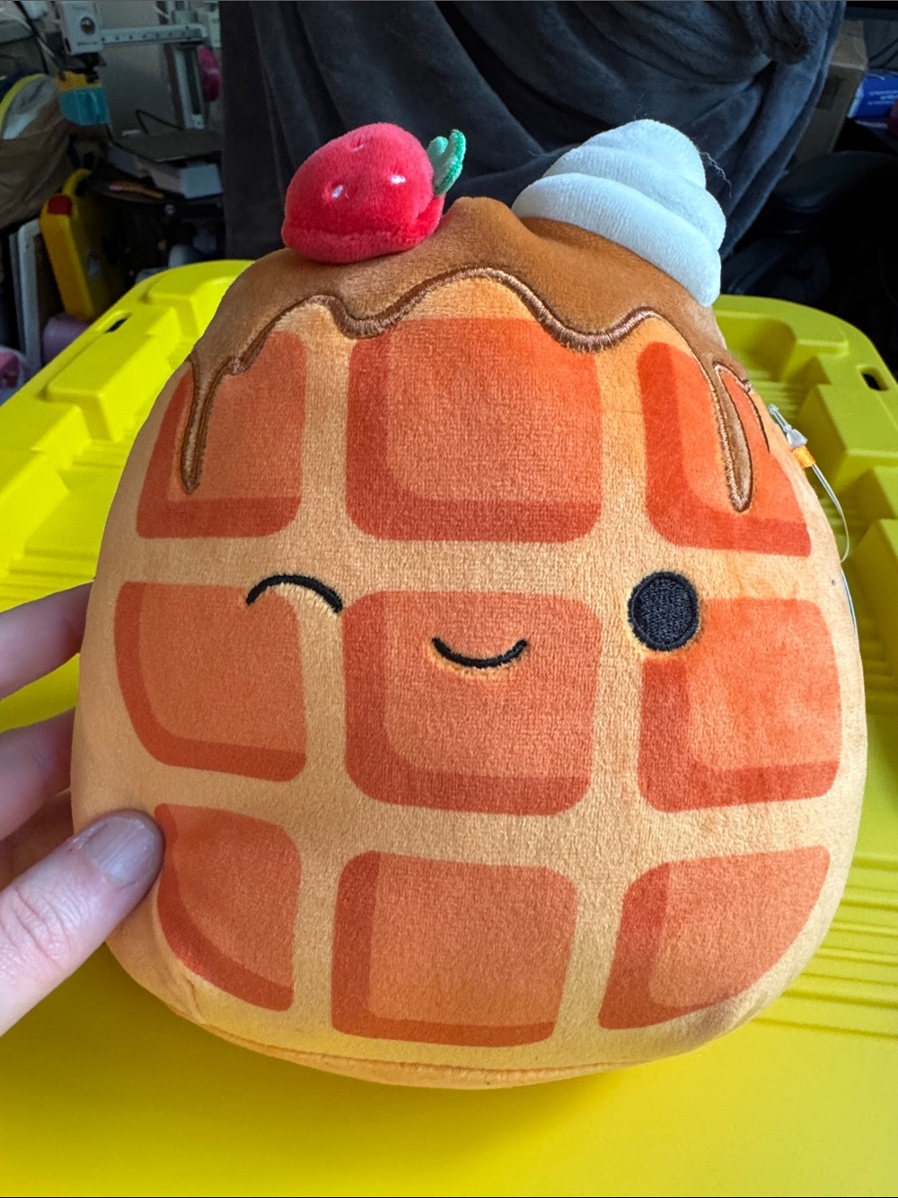 Squishmallows Weaver the Waffle Plush with Chocolate Syrup, Strawberry & Cream